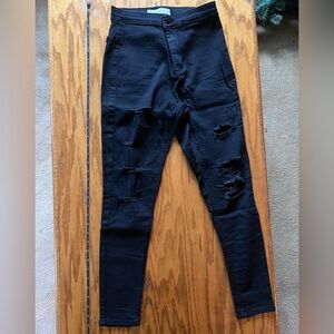 Topshop Black Distressed Skinny Jeans